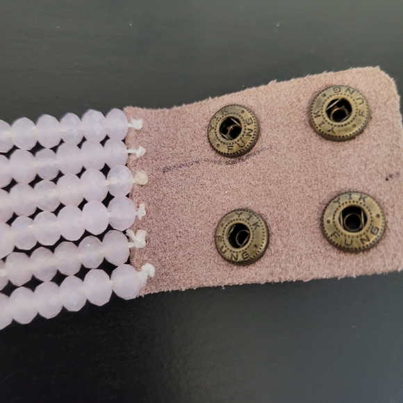 Marlyn Schiff Multi Strand Pale Rose Pink Beaded leather Bracelet - Picture 10 of 11